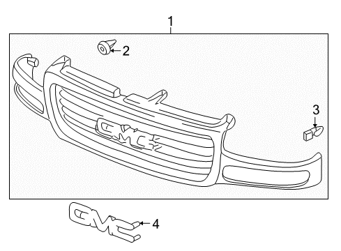 2004 GMC Yukon XL 1500 Grille & Components Diagram