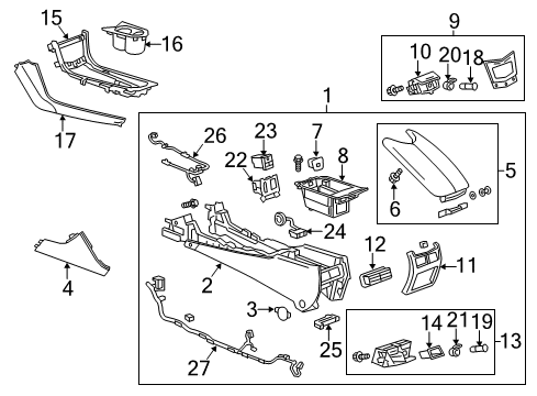 2015 Cadillac ATS Catch, Black, Front Diagram for 23235298