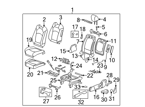 2012 GMC Acadia Front Seat Components Diagram