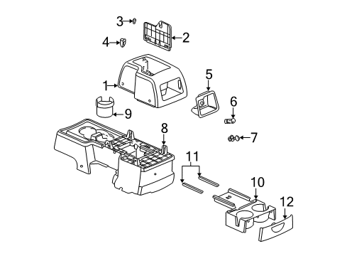 2002 Saturn Vue Center Console, Front Console Diagram
