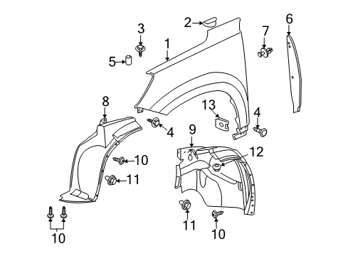 2007 Saturn Outlook Fender & Components Diagram