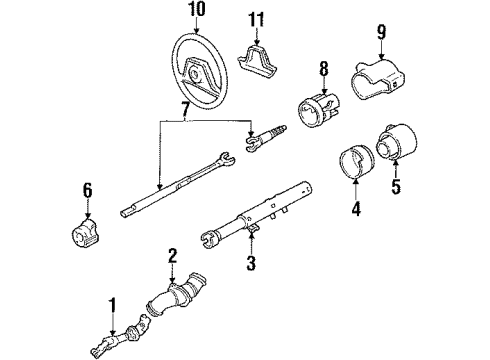 1992 Oldsmobile Toronado Steering Column & Wheel Diagram
