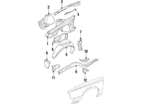 1988 Buick Electra Splash Guard, Front Driver Side Diagram for 25612087