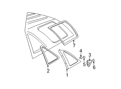 2000 GMC Jimmy Quarter Panel - Glass & Hardware Diagram