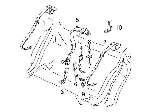 2005 Pontiac Bonneville Rear Seat Belts Diagram