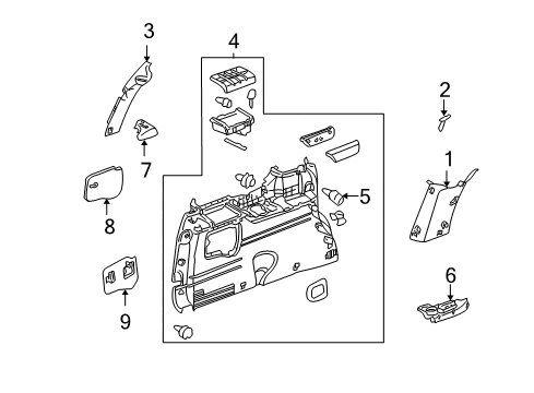 2003 Chevy Venture Interior Trim - Side Panel Diagram