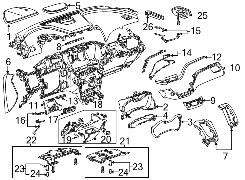 2020 Chevy Impala Cluster & Switches, Instrument Panel Diagram