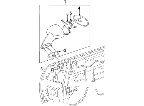 1996 Oldsmobile Aurora Mirror Glass, Rear Driver Side Diagram for 12536939
