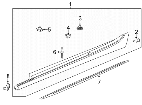 2016 Cadillac ATS Exterior Trim - Pillars, Rocker & Floor Diagram
