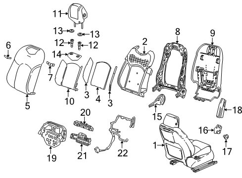 2016 Cadillac CT6 Lumbar Support, Front Diagram for 84335011