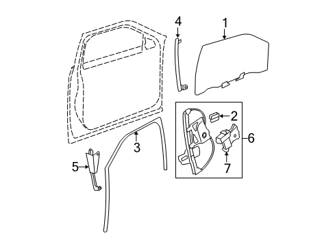 2011 Cadillac DTS Front Door - Glass & Hardware Diagram