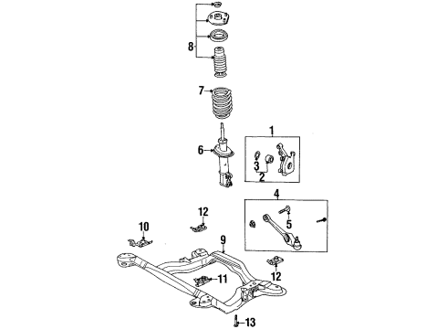 2000 Saturn SC1 Front Suspension Components, Lower Control Arm, Stabilizer Bar Diagram