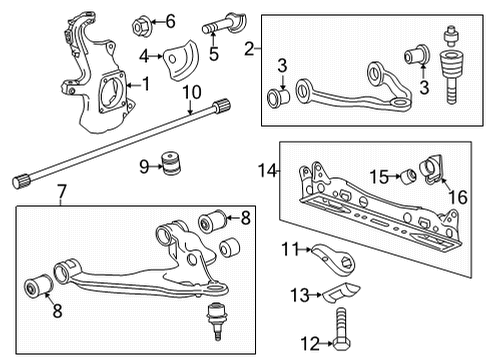 2021 Chevy Silverado 2500 HD Front Suspension Components, Lower Control Arm, Upper Control Arm, Stabilizer Bar Diagram