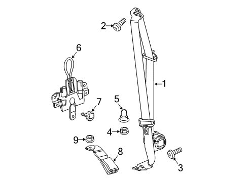 2022 GMC Canyon Rear Seat Belts Diagram