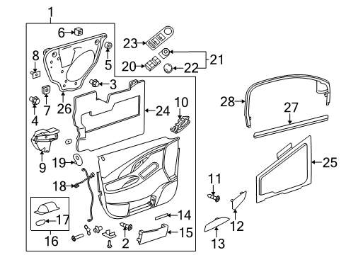2010 Buick LaCrosse Mirror Switch, Black, Rear Driver Side Diagram for 25872074