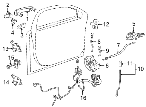 2012 Chevy Cruze Front Door - Lock & Hardware Diagram