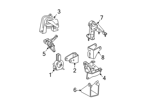 2005 Pontiac Vibe Side Mount Bracket Diagram for 88970161