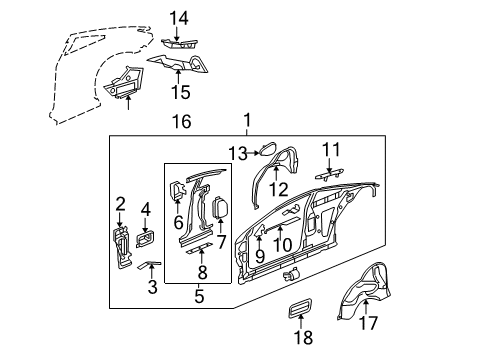 2006 Pontiac G6 Inner Structure - Quarter Panel Diagram