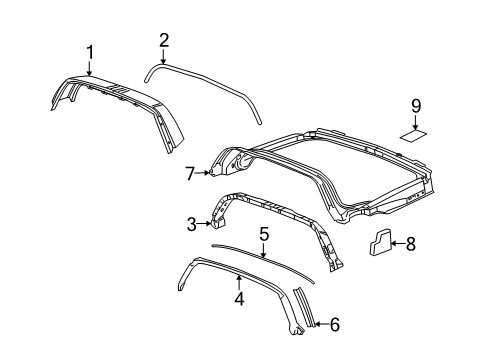 2008 Chevy Corvette Roof & Components Diagram