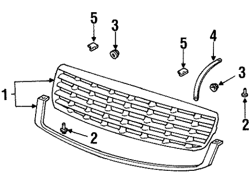 1998 Cadillac DeVille Grille & Components Diagram