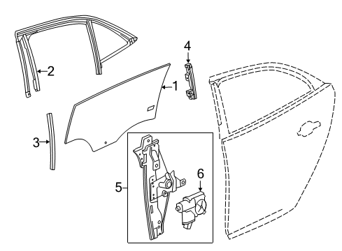 2015 Chevy Malibu Rear Door - Glass & Hardware Diagram