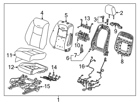 2022 Cadillac XT5 Driver Seat Components Diagram