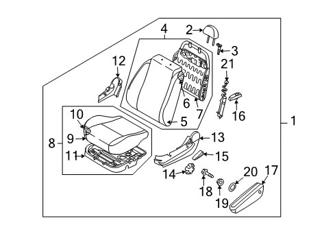 2010 Pontiac G3 Seat Frame Diagram for 96417482