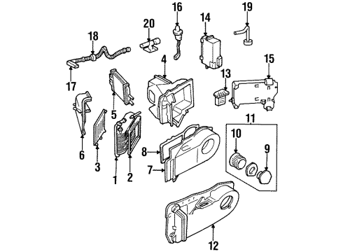 1994 Cadillac Seville A/C Evaporator & Heater Components Diagram