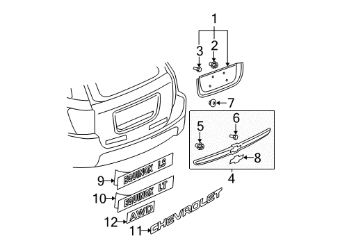 2005 Chevy Equinox Exterior Trim - Lift Gate Diagram