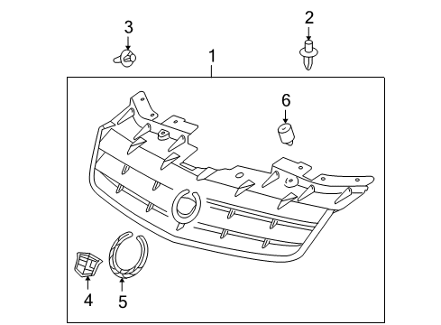 2005 Cadillac STS Grille & Components Diagram