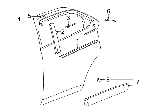 2017 Chevy Equinox Exterior Trim - Rear Door Diagram