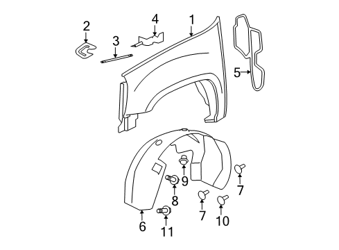2012 Cadillac Escalade EXT Fender & Components Diagram