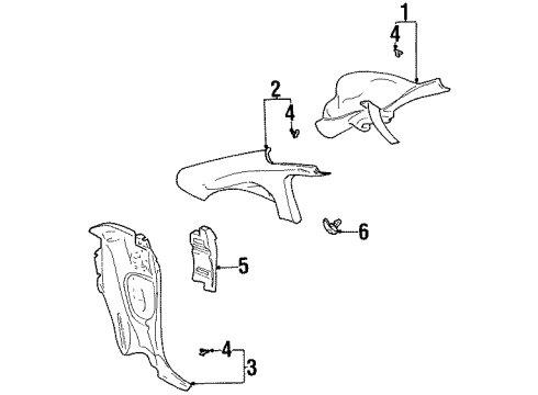2000 Saturn SC1 Interior Trim - Quarter Panels Diagram