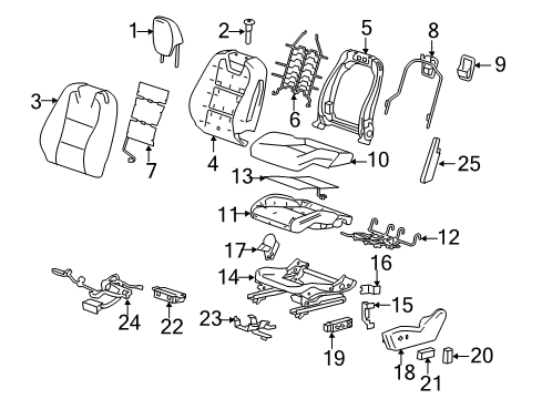 2014 Chevy Camaro Driver Seat Components Diagram