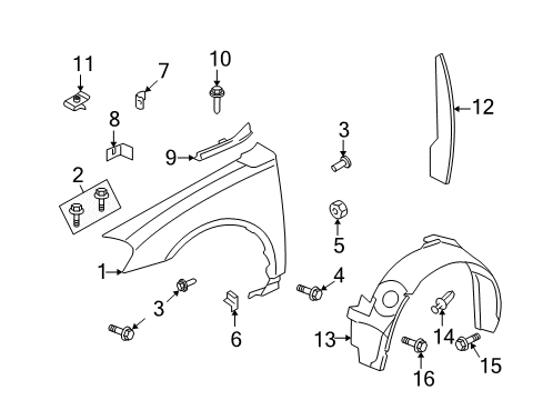 2007 Chevy Impala Fender & Components Diagram