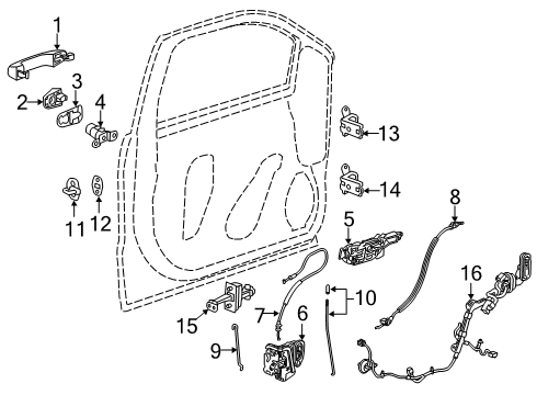 2019 Chevy Silverado 1500 LD Door Check, Front Diagram for 84042455