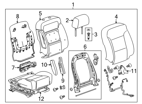 2017 Cadillac Escalade ESV Passenger Seat Components Diagram