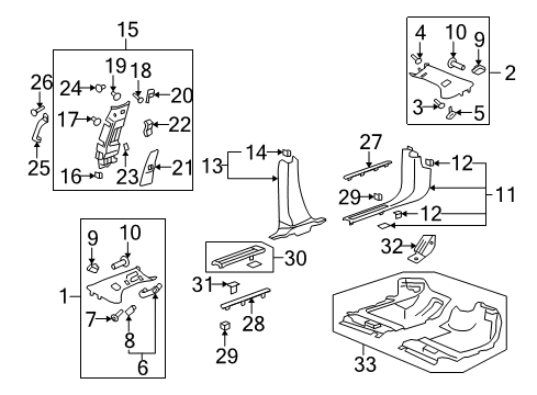 2012 Buick Enclave Interior Trim - Pillars, Rocker & Floor Diagram