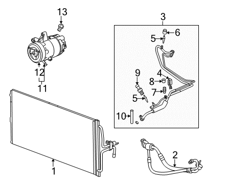 2007 Chevy Impala A/C Condenser, Compressor & Lines Diagram