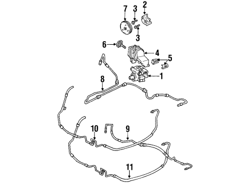 2003 Oldsmobile Aurora P/S Pump & Hoses, Steering Gear & Linkage Diagram