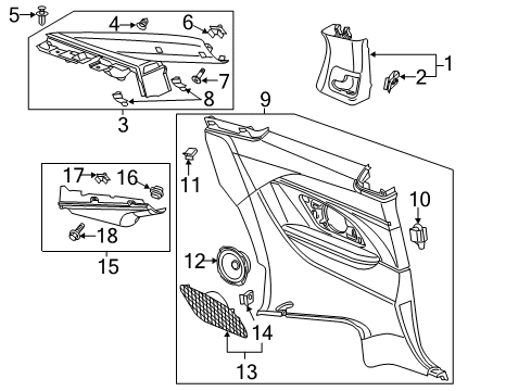 2016 Cadillac ELR Interior Trim - Quarter Panels Diagram