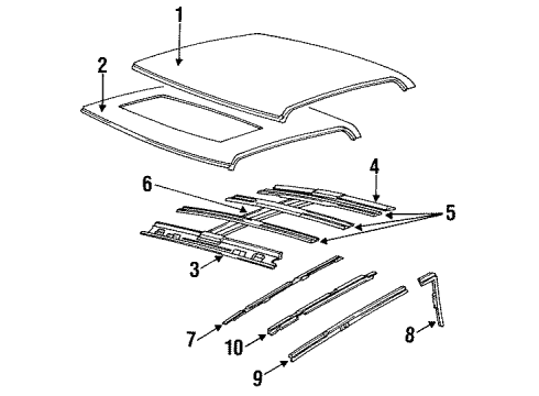 1986 Cadillac Seville Roof & Components Diagram