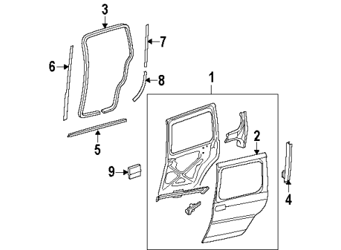 2000 Oldsmobile Silhouette Side Loading Door - Door & Components Diagram