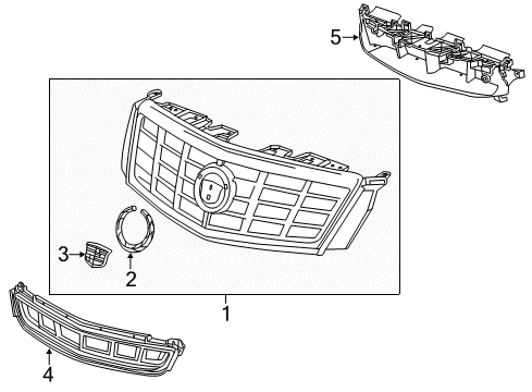 2016 Cadillac XTS Grille & Components Diagram