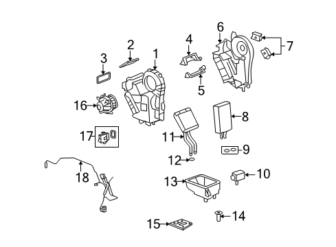 2007 Saturn Outlook A/C Evaporator & Heater Components Diagram