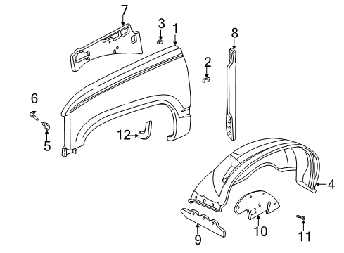 1999 GMC C3500 Fender & Components Diagram