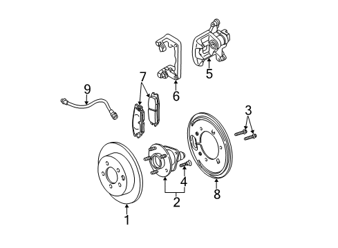 2006 Buick Rendezvous Brake Components, Brakes Diagram 3 - Thumbnail