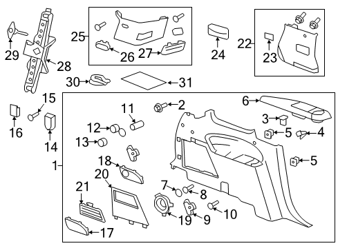 2012 GMC Acadia Interior Trim - Quarter Panels Diagram