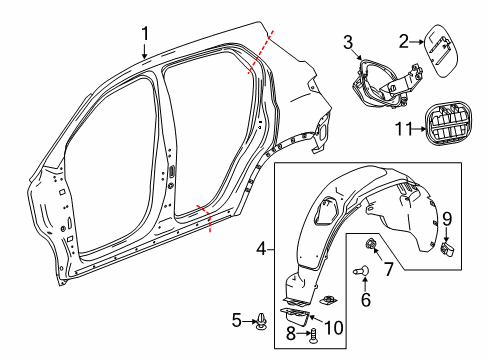 2022 Buick Encore Quarter Panel & Components Diagram