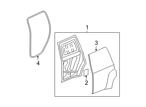 2010 Chevy HHR Rear Door, Body Diagram 1 - Thumbnail